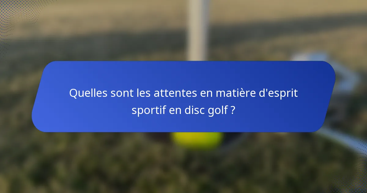 Quelles sont les attentes en matière d'esprit sportif en disc golf ?