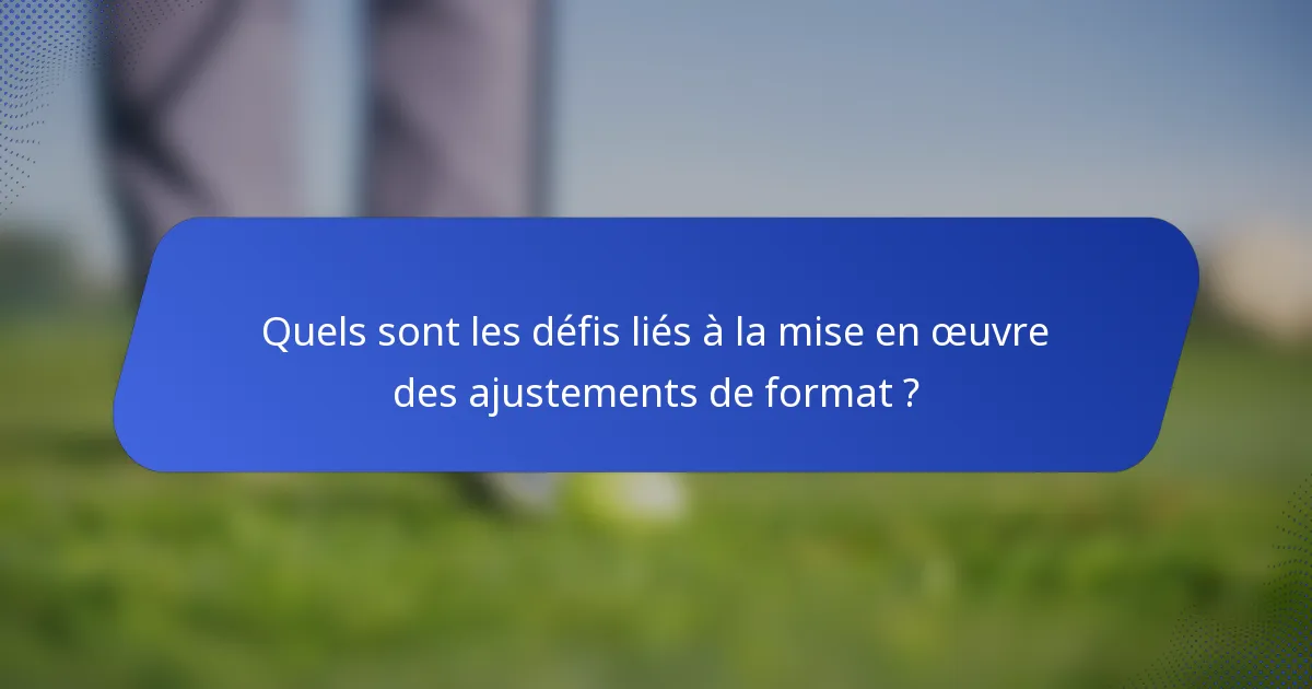 Quels sont les défis liés à la mise en œuvre des ajustements de format ?