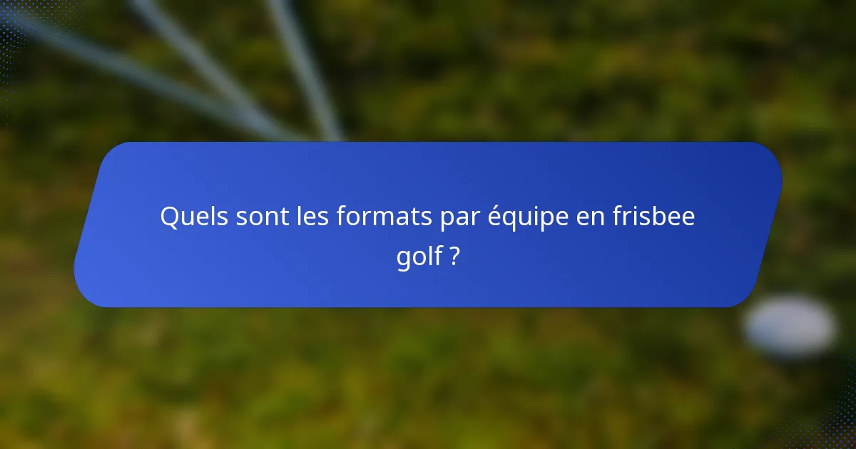 Quels sont les formats par équipe en frisbee golf ?